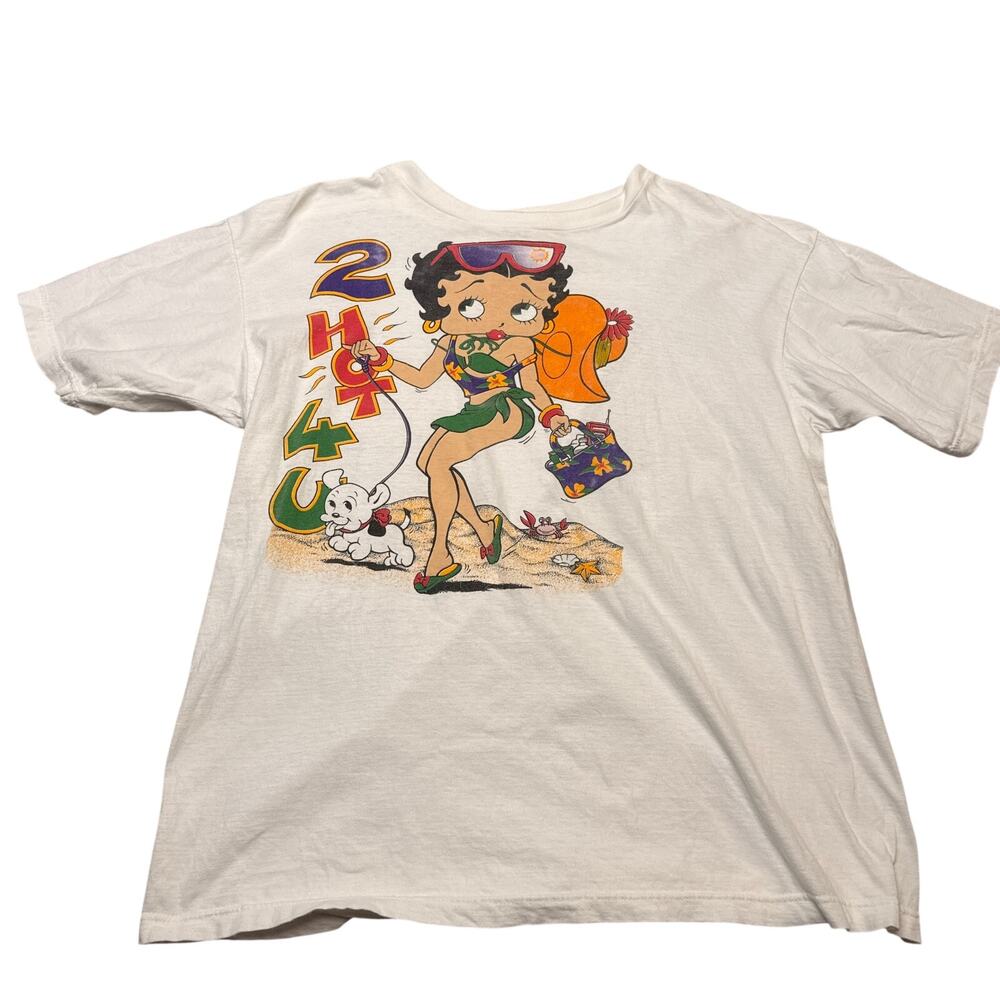 Vintage 90s Betty Boop 2 Hot 4 U Beach Single Stitch T Shirt One Size